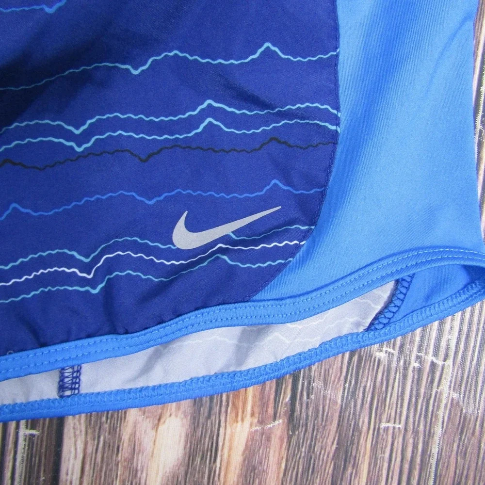 Nike Shorts Womens Large Blue Dri-FIT Running Lined‎ Wave Print Athletic Runner